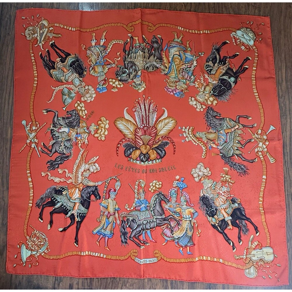 Hermès Les Fêtes du Roi Soleil 90cm Equestrian Horse Silk Scarf - Picture 1 of 11